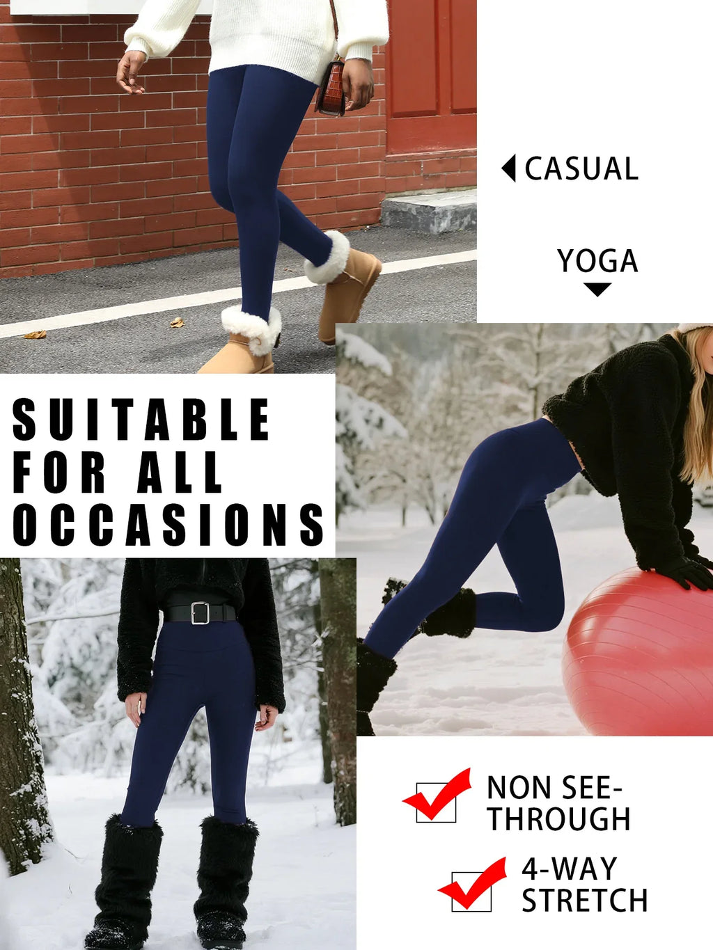 Lidia - Leggings Térmicos con Forro Polar Cintura Alta y Control de Abdomen