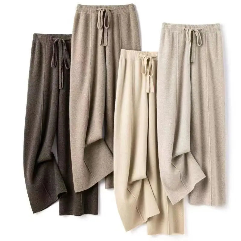 Paula - Pantalones de Lana Merino Pierna Ancha Estilo Coreano