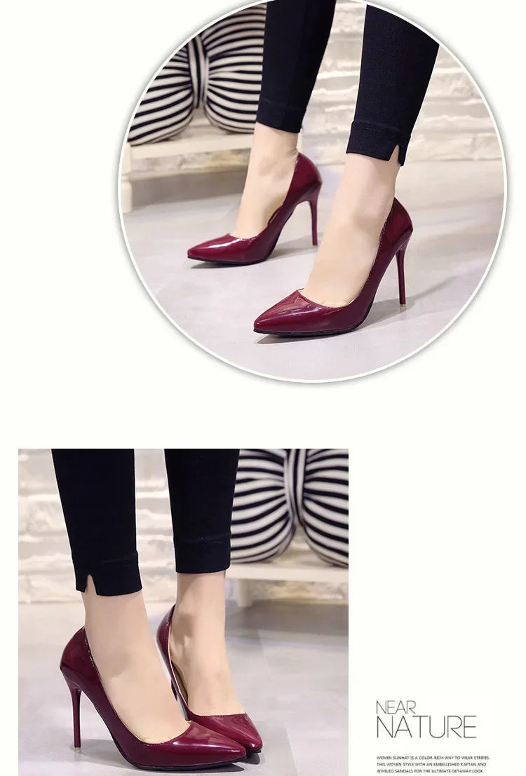 Triana - Zapatos Tacón Alto Stiletto Mujer Punta Afilada Charol Boda Fiesta