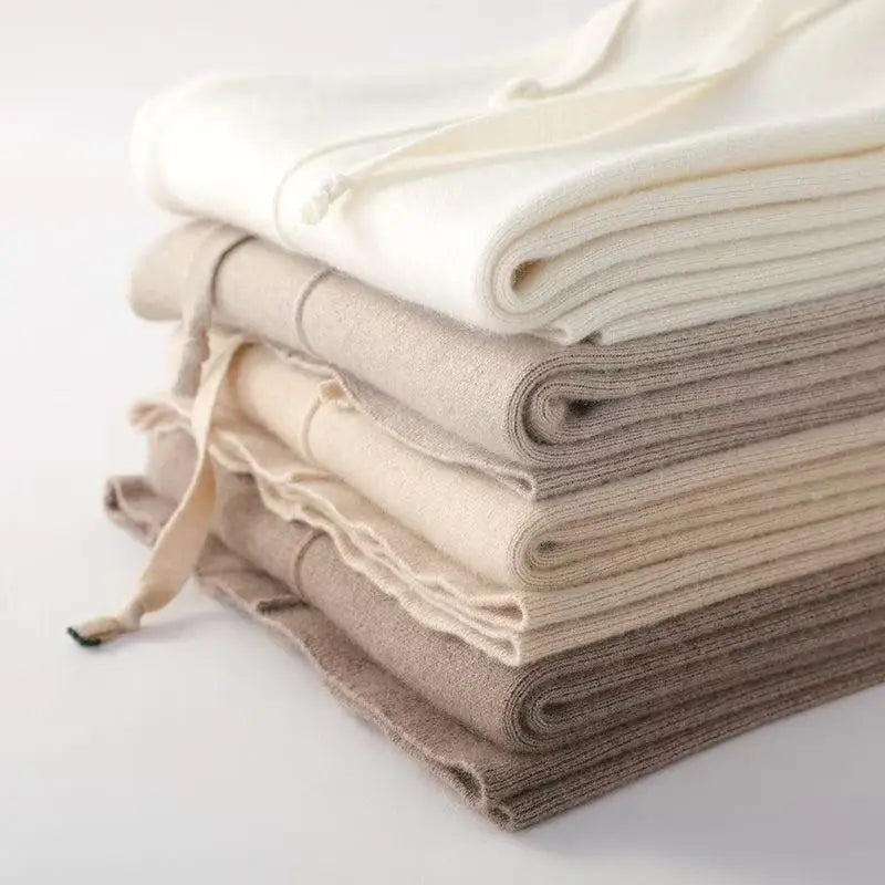 Paula - Pantalones de Lana Merino Pierna Ancha Estilo Coreano