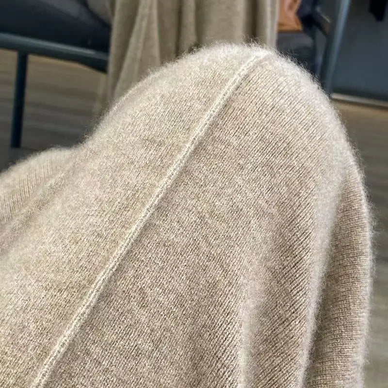 Paula - Pantalones de Lana Merino Pierna Ancha Estilo Coreano