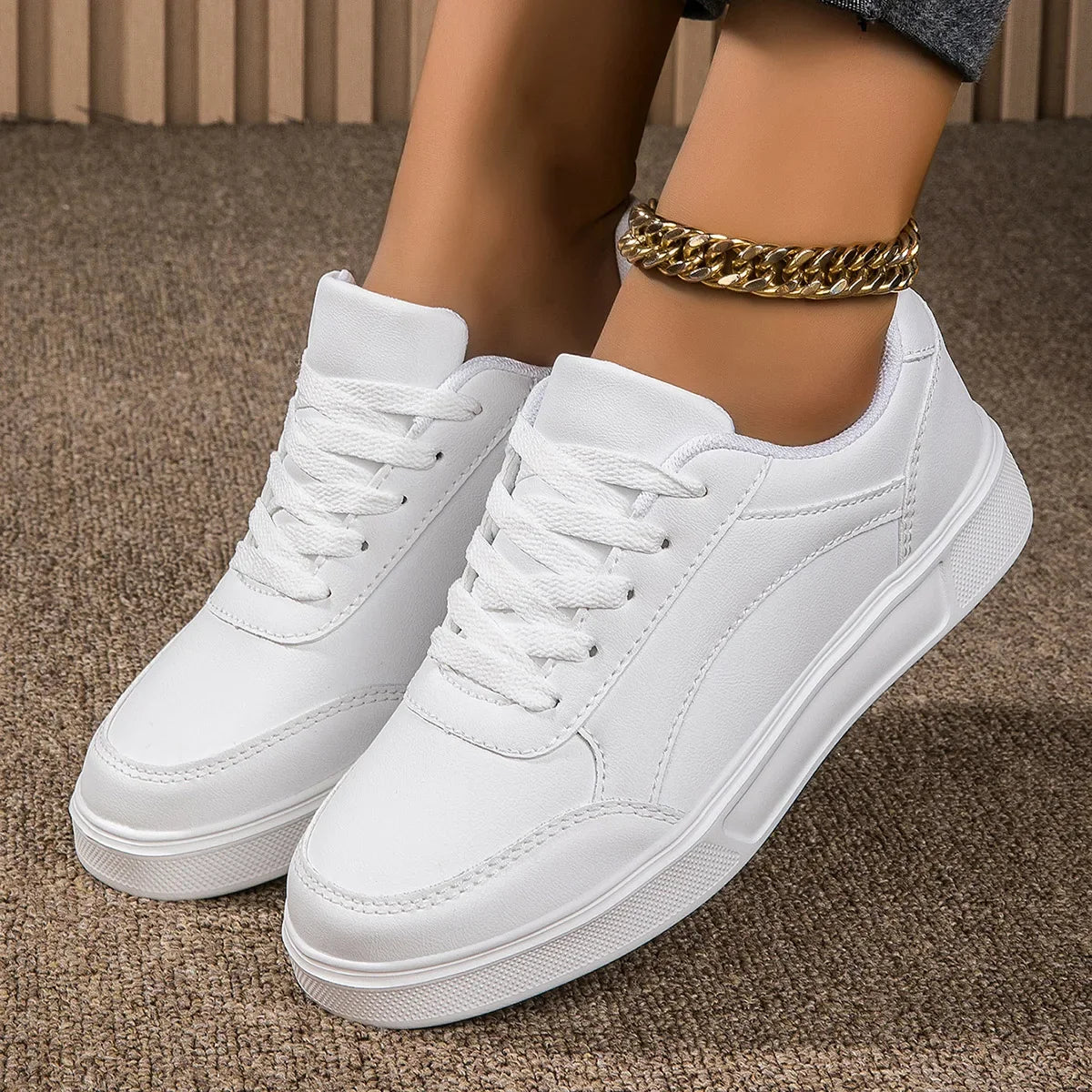 Irene - Zapatillas Baasploa Cuero Plataforma Sneakers Casuales Antideslizantes Mujer