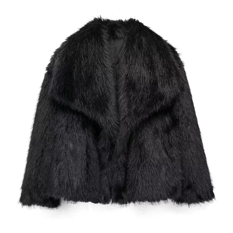 Lorena - Abrigo Faux Fur Plush Estilo Fluffy Otoño Invierno Mujer