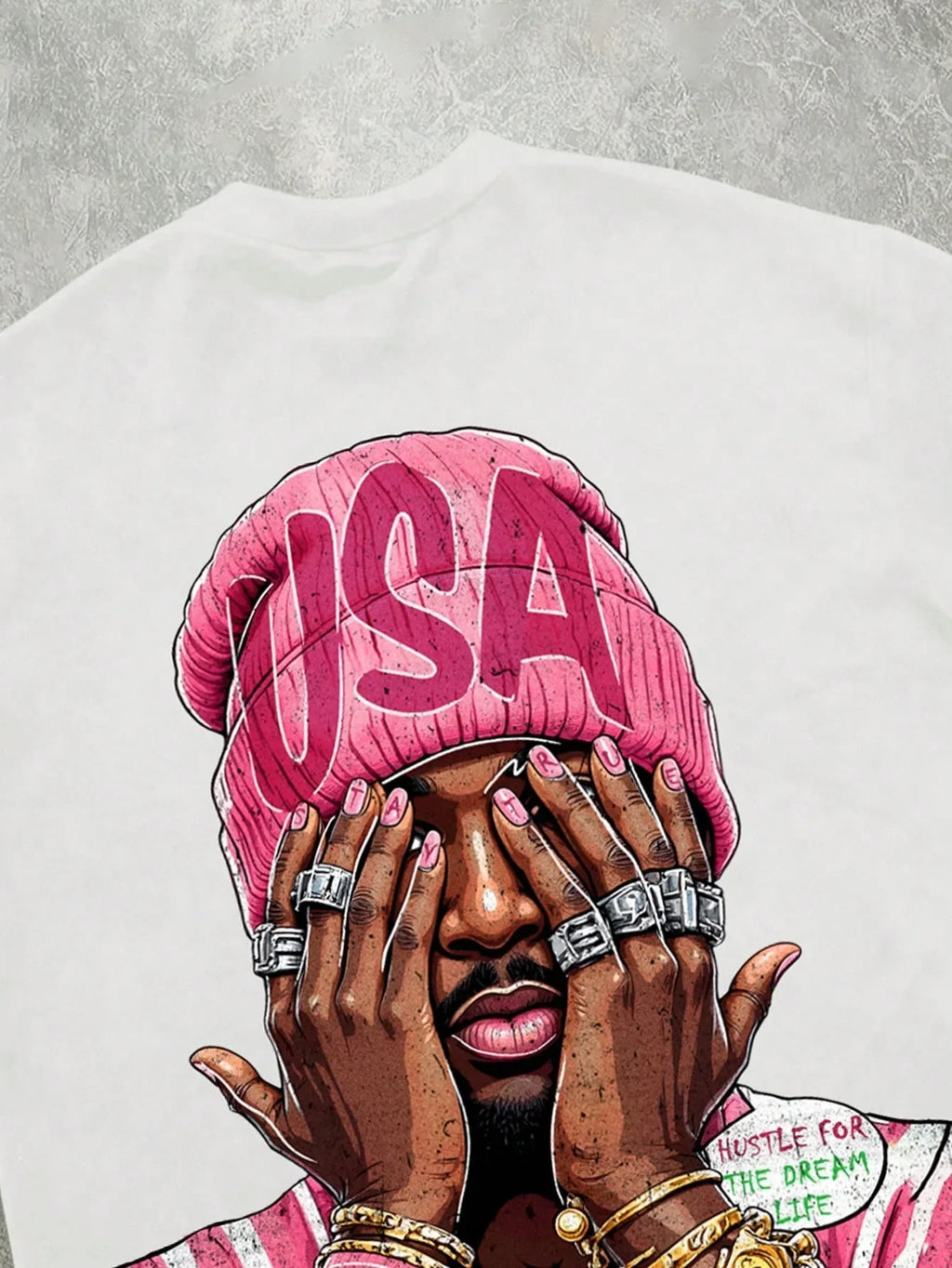 Hugo - Camiseta Hip-Hop Estampada Corte Holgado Streetwear Hombre