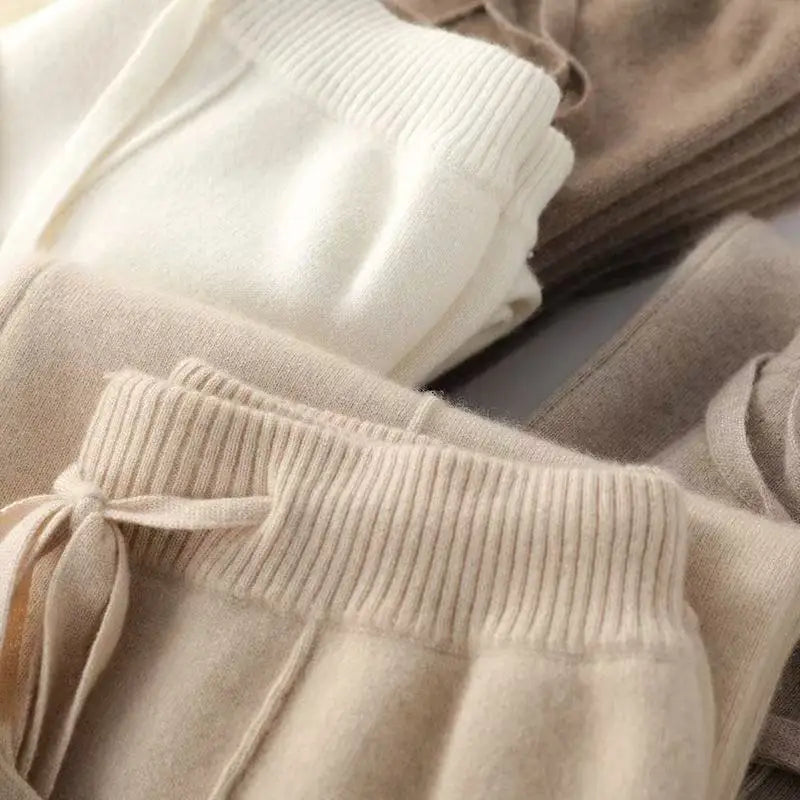 Paula - Pantalones de Lana Merino Pierna Ancha Estilo Coreano