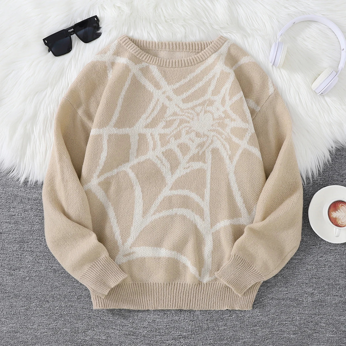 Pablo - Suéter con Patrón Spider Web Jacquard Cuello Redondo Hombre