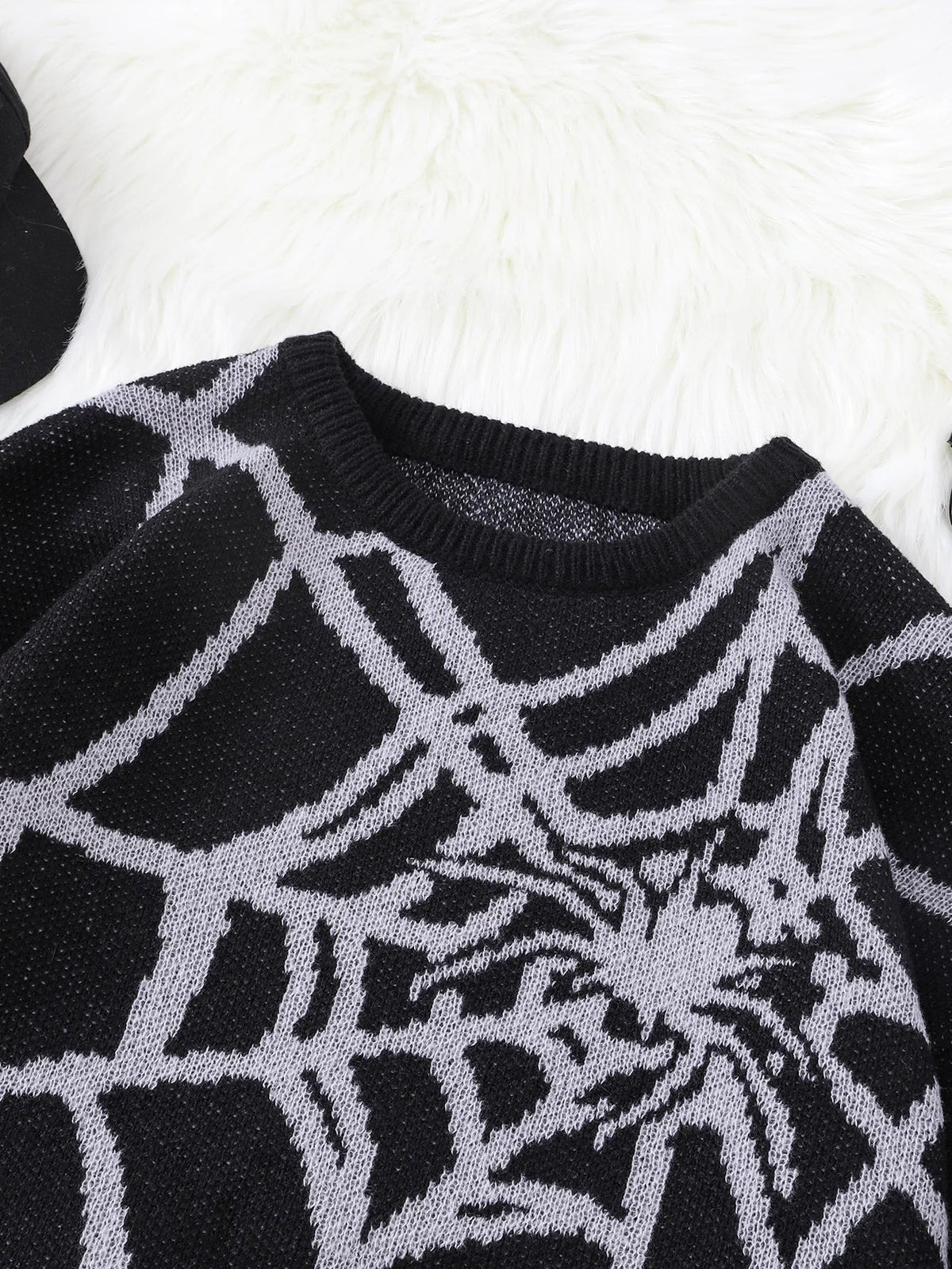 Pablo - Suéter con Patrón Spider Web Jacquard Cuello Redondo Hombre