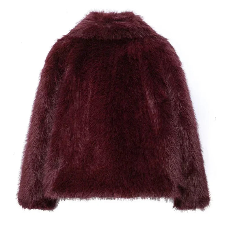 Lorena - Abrigo Faux Fur Plush Estilo Fluffy Otoño Invierno Mujer